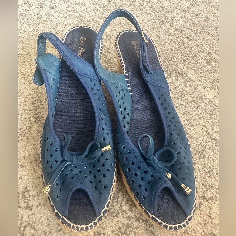 Toni Pons Blue Suede Slingback Espadrille Sandals 41